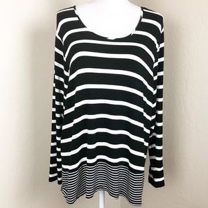 Olive & Oak black and white stripe top size 2x